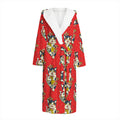 Japanese Cat Maneki Neko Pattern Print Hooded Bathrobe