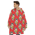 Japanese Cat Maneki Neko Pattern Print Hoodie Blanket
