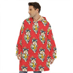 Japanese Cat Maneki Neko Pattern Print Hoodie Blanket