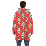 Japanese Cat Maneki Neko Pattern Print Hoodie Blanket