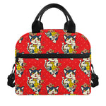 Japanese Cat Maneki Neko Pattern Print Insulated Lunch Bag