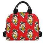 Japanese Cat Maneki Neko Pattern Print Insulated Lunch Bag