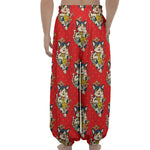 Japanese Cat Maneki Neko Pattern Print Lantern Pants