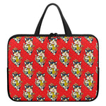 Japanese Cat Maneki Neko Pattern Print Laptop Sleeve With Handle