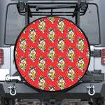 Japanese Cat Maneki Neko Pattern Print Leather Spare Tire Cover