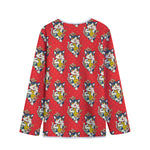 Japanese Cat Maneki Neko Pattern Print Long Sleeve Short Coat