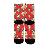 Japanese Cat Maneki Neko Pattern Print Long Socks