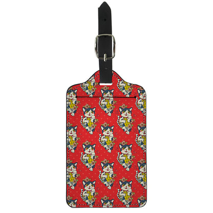 Japanese Cat Maneki Neko Pattern Print Luggage Tag