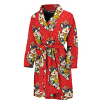 Japanese Cat Maneki Neko Pattern Print Men's Bathrobe