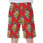 Japanese Cat Maneki Neko Pattern Print Men's Beach Shorts
