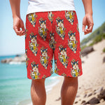 Japanese Cat Maneki Neko Pattern Print Men's Cargo Shorts