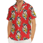 Japanese Cat Maneki Neko Pattern Print Men's Deep V-Neck Shirt