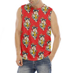 Japanese Cat Maneki Neko Pattern Print Men's Fitness Tank Top