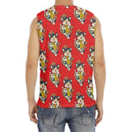 Japanese Cat Maneki Neko Pattern Print Men's Fitness Tank Top