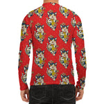 Japanese Cat Maneki Neko Pattern Print Men's Long Sleeve Rash Guard