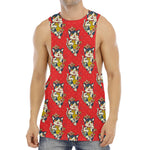 Japanese Cat Maneki Neko Pattern Print Men's Muscle Tank Top