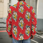 Japanese Cat Maneki Neko Pattern Print Men's Shirt Jacket