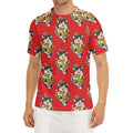 Japanese Cat Maneki Neko Pattern Print Men's Short Sleeve Rash Guard