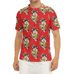 Japanese Cat Maneki Neko Pattern Print Men's Short Sleeve Rash Guard