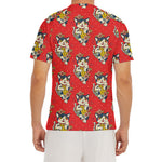 Japanese Cat Maneki Neko Pattern Print Men's Short Sleeve Rash Guard