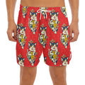 Japanese Cat Maneki Neko Pattern Print Men's Split Running Shorts