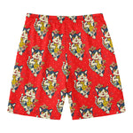 Japanese Cat Maneki Neko Pattern Print Men's Swim Trunks