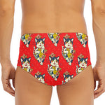 Japanese Cat Maneki Neko Pattern Print Men's Triangle Swim Briefs