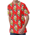 Japanese Cat Maneki Neko Pattern Print Men's Velvet T-Shirt