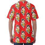 Japanese Cat Maneki Neko Pattern Print Men's Velvet T-Shirt