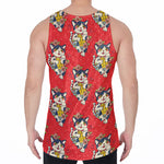 Japanese Cat Maneki Neko Pattern Print Men's Velvet Tank Top