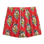 Japanese Cat Maneki Neko Pattern Print Mesh Shorts