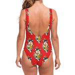 Japanese Cat Maneki Neko Pattern Print One Piece Swimsuit