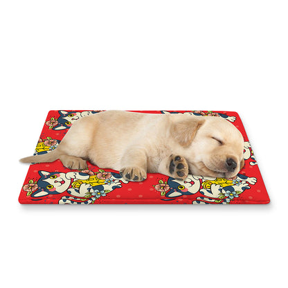 Japanese Cat Maneki Neko Pattern Print Pet Cooling Mat Cover