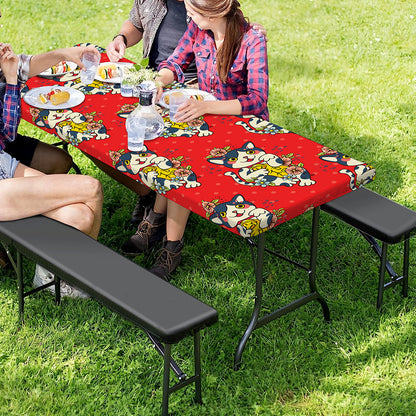 Japanese Cat Maneki Neko Pattern Print Picnic Table Cover