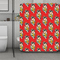 Japanese Cat Maneki Neko Pattern Print Polyester Shower Curtain