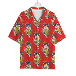Japanese Cat Maneki Neko Pattern Print Rayon Hawaiian Shirt
