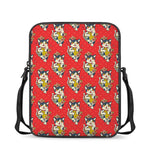 Japanese Cat Maneki Neko Pattern Print Rectangular Crossbody Bag