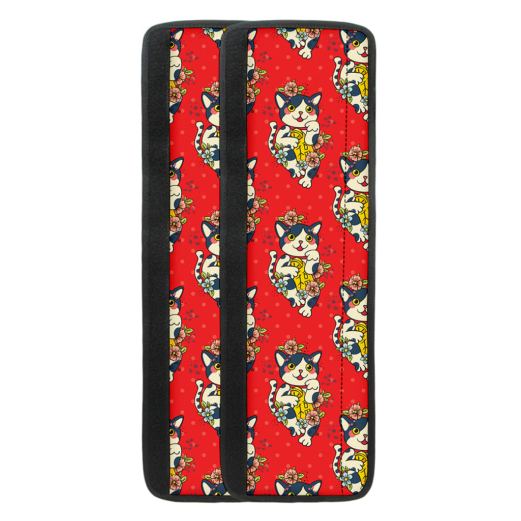 Japanese Cat Maneki Neko Pattern Print Refrigerator Handle Covers