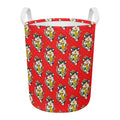 Japanese Cat Maneki Neko Pattern Print Round Laundry Basket