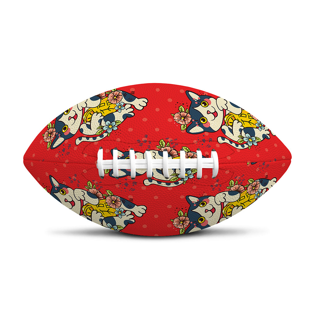 Japanese Cat Maneki Neko Pattern Print Rugby Ball