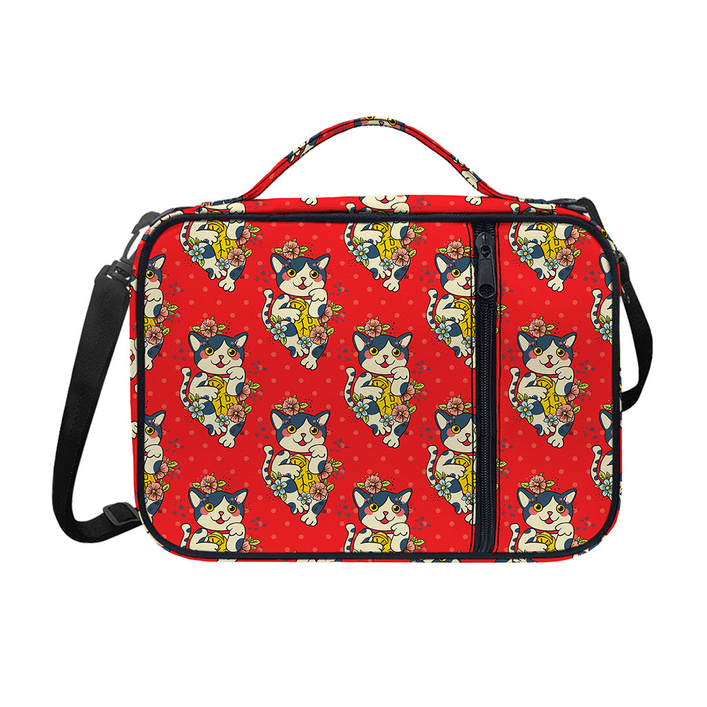 Japanese Cat Maneki Neko Pattern Print Shoulder Strap Bible Bag