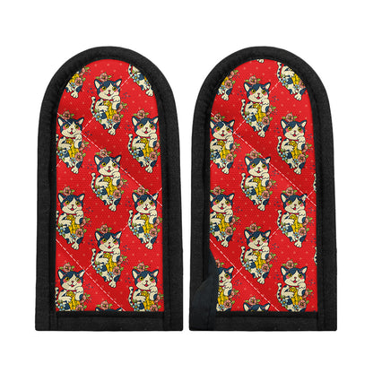 Japanese Cat Maneki Neko Pattern Print Skillet Handle Cover