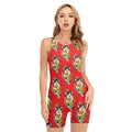 Japanese Cat Maneki Neko Pattern Print Sleeveless One Piece Swimsuit