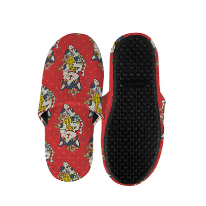 Japanese Cat Maneki Neko Pattern Print Slippers