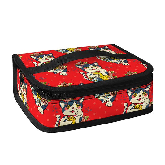 Japanese Cat Maneki Neko Pattern Print Small Lunch Bag