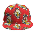 Japanese Cat Maneki Neko Pattern Print Snapback Cap