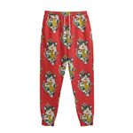 Japanese Cat Maneki Neko Pattern Print Sweatpants