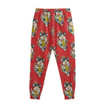 Japanese Cat Maneki Neko Pattern Print Sweatpants