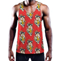 Japanese Cat Maneki Neko Pattern Print Men's Workout Tank Top
