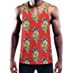 Japanese Cat Maneki Neko Pattern Print Training Tank Top